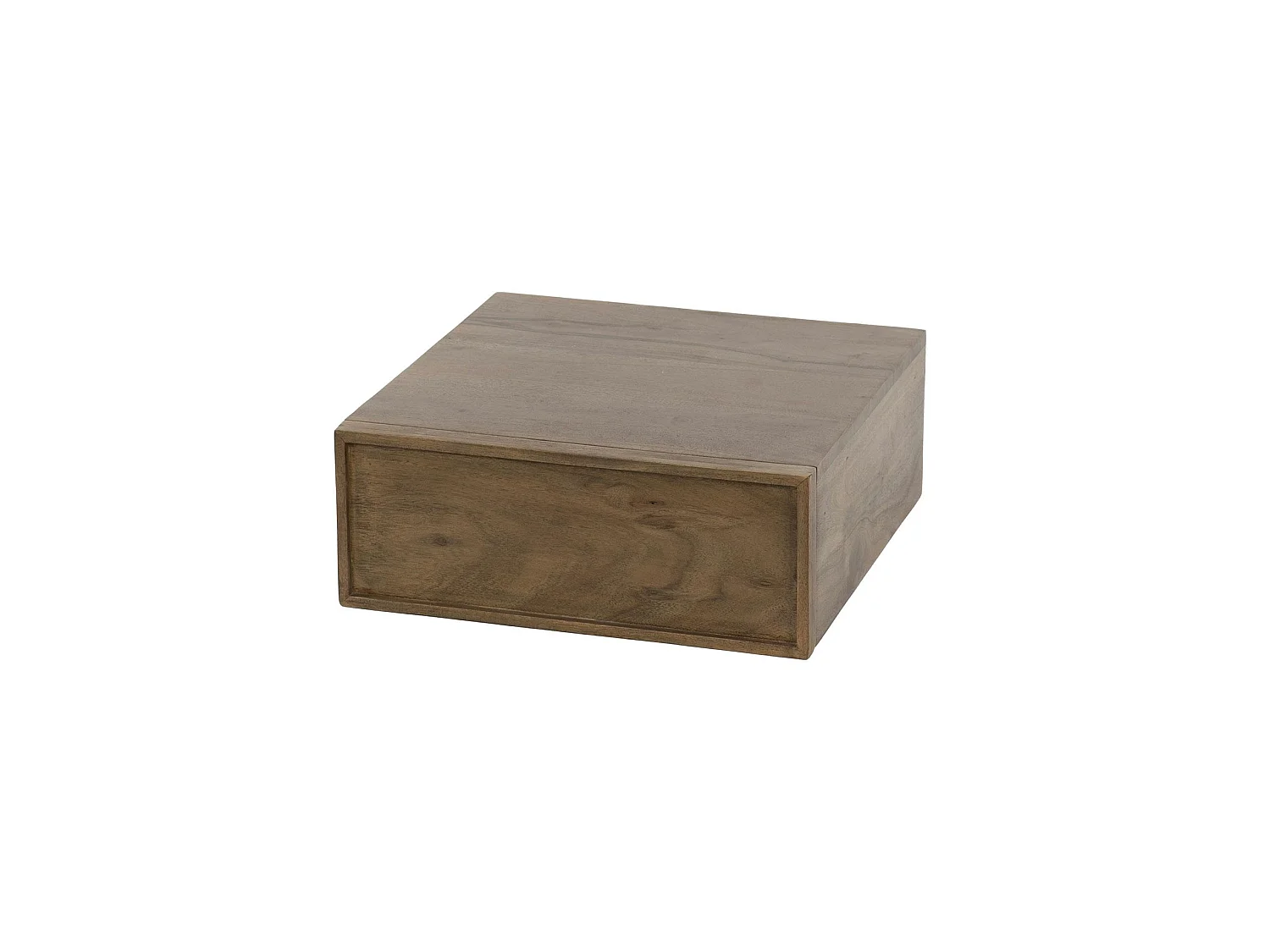 Table de chevet murale bois brun, tiroir mouluré (x2) NAKO