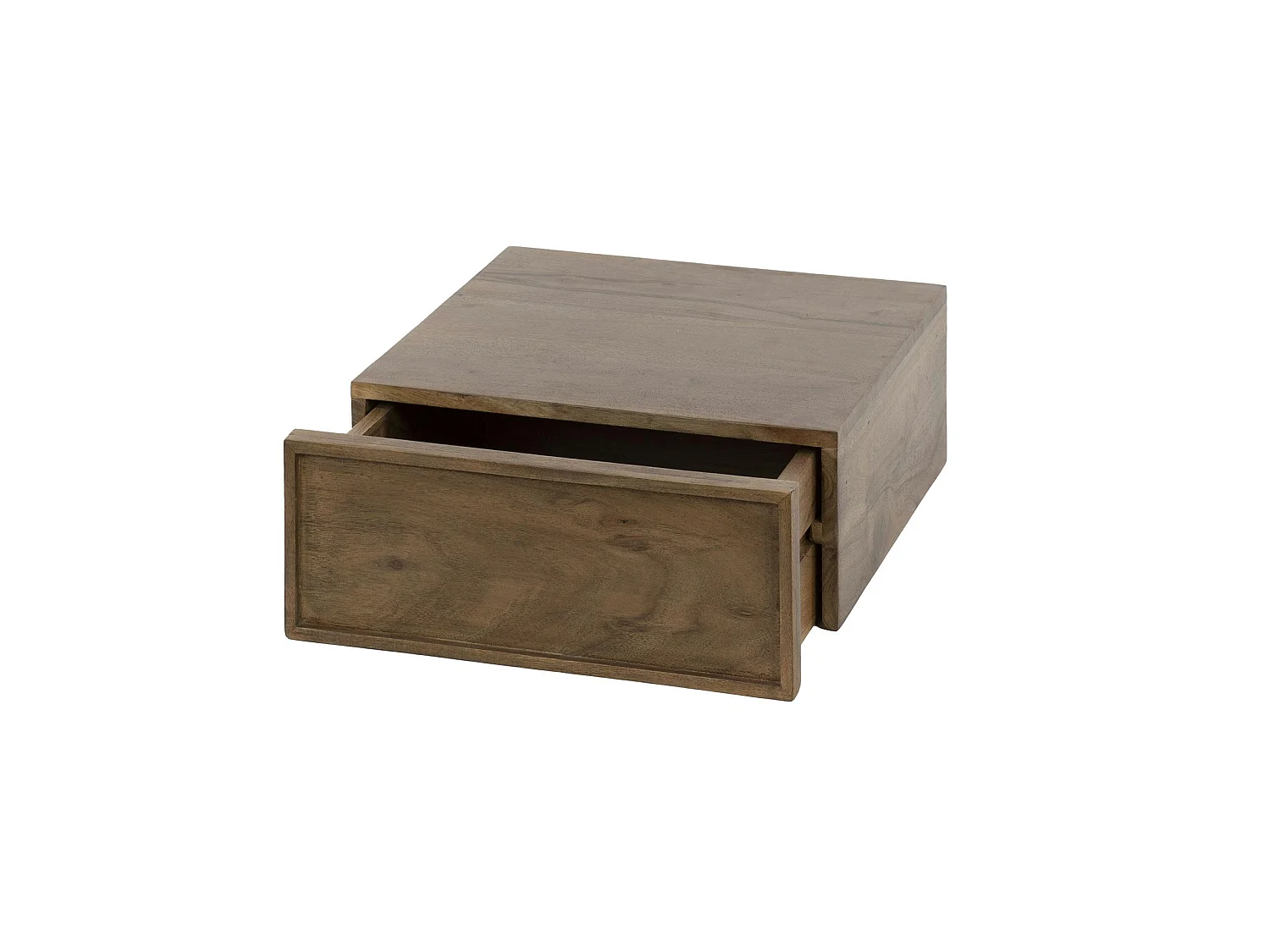 Table de chevet murale bois brun, tiroir mouluré (x2) NAKO