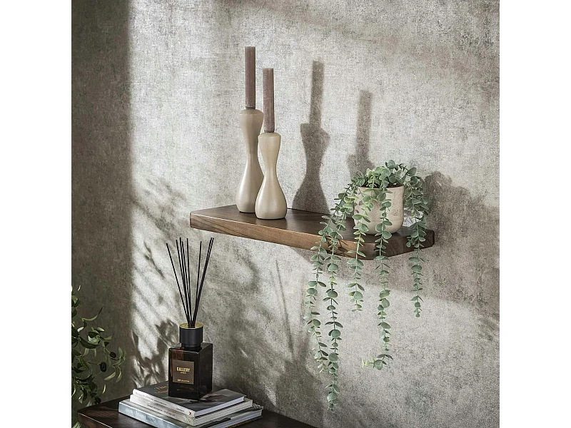 Etagère murale bois d’acacia brun bords arrondis 60 cm NAKO