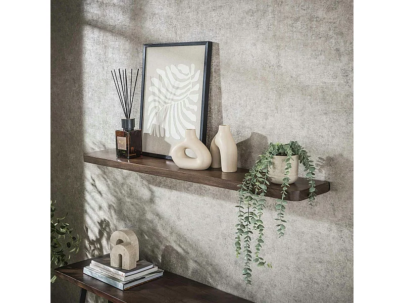 Etagère murale bois d’acacia brun bords arrondis 120 cm NAKO