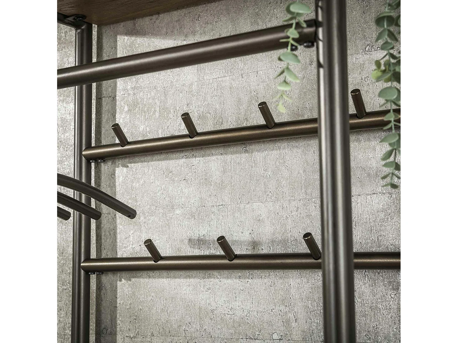 Vestiaire d’entrée effet bois & métal cuivré L70 cm HELSINKI