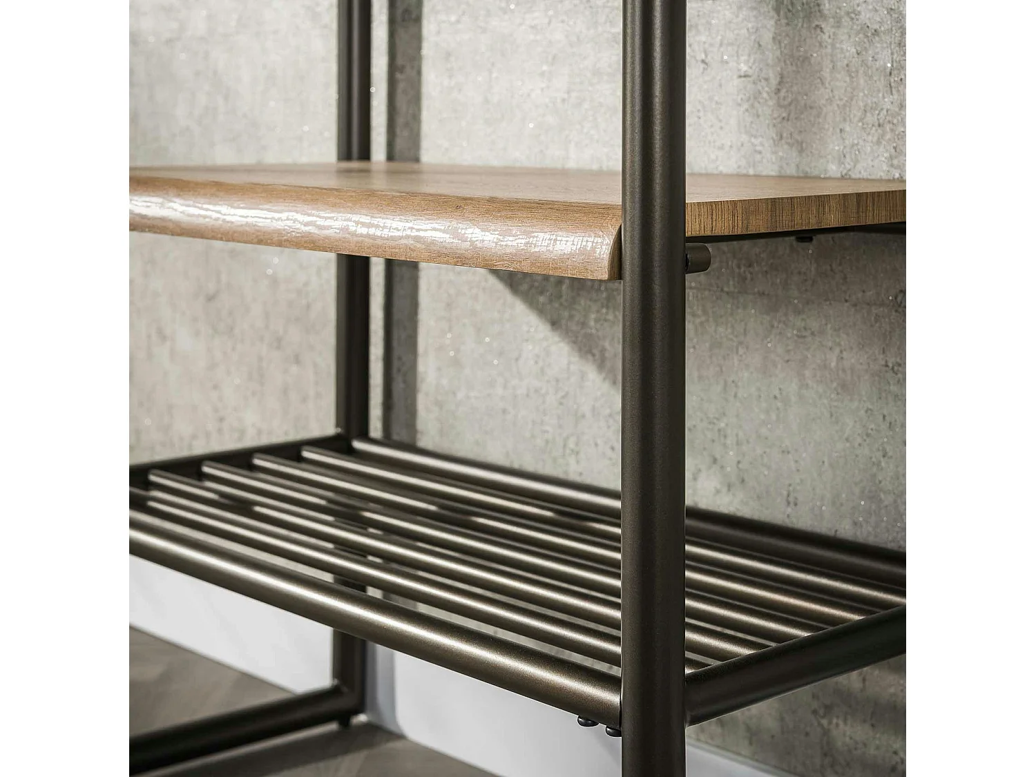 Vestiaire d’entrée effet bois & métal cuivré L70 cm HELSINKI