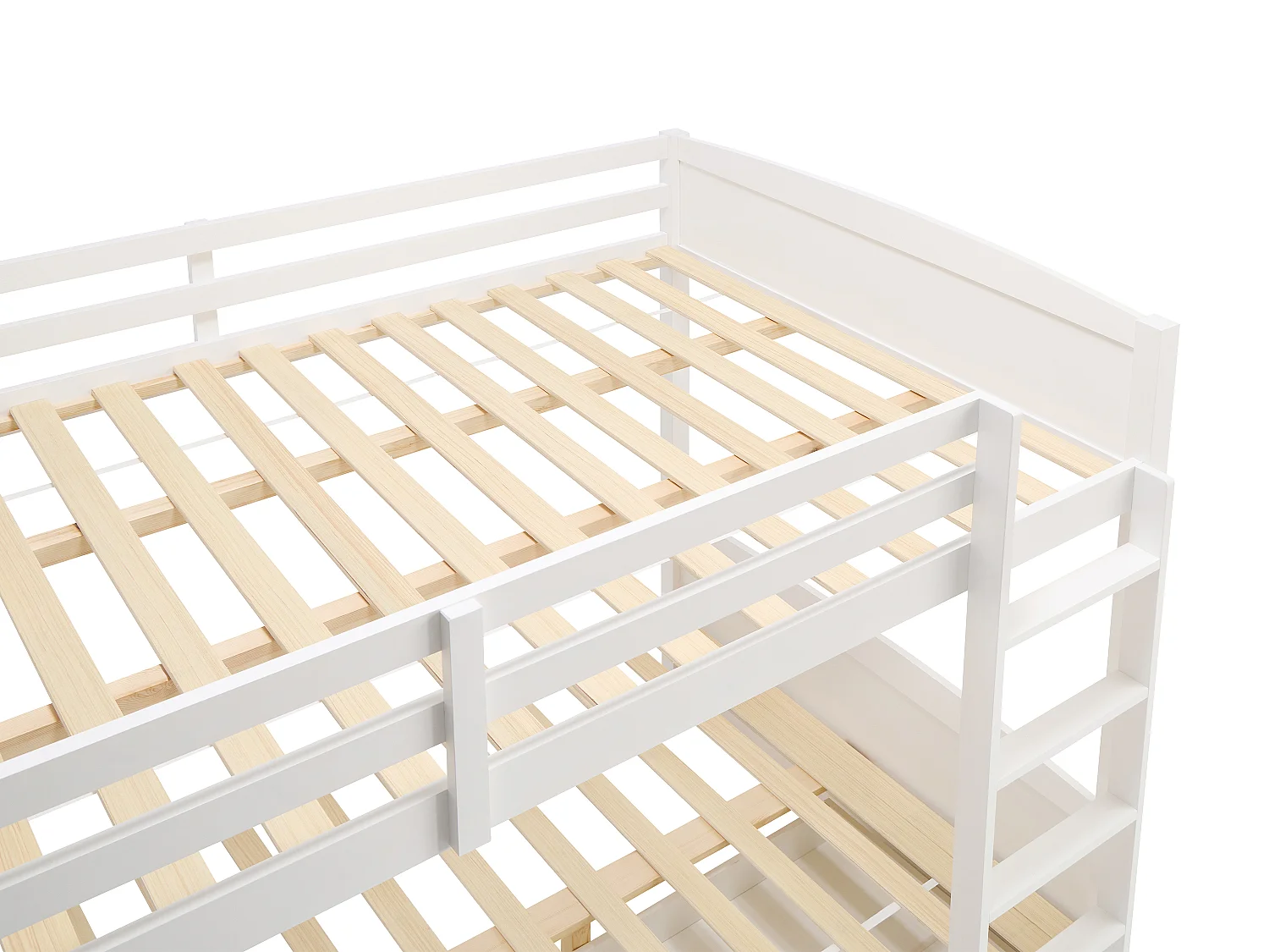 Lits superposés 2 x 120 x 200 cm - 2 tiroirs - Pin et MDF - Blanc - LIMODARA