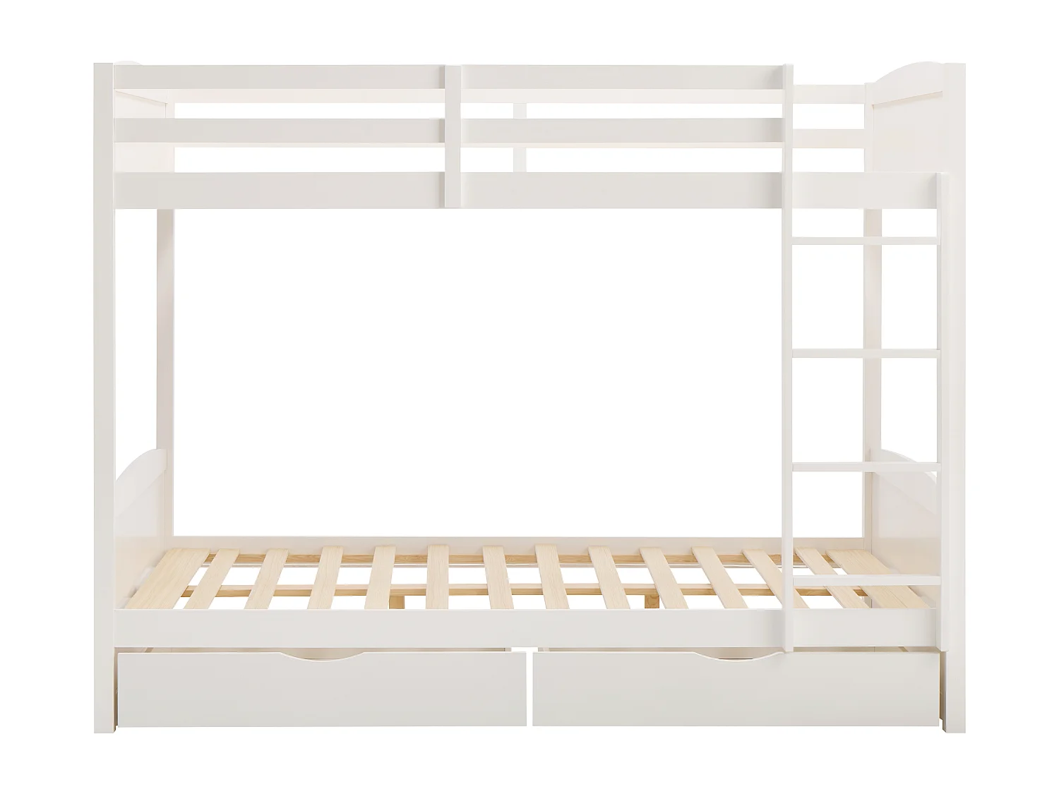 Lits superposés 2 x 120 x 200 cm - 2 tiroirs - Pin et MDF - Blanc - LIMODARA
