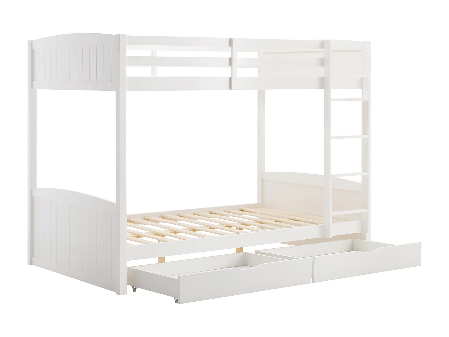 Lits superposés 2 x 120 x 200 cm - 2 tiroirs - Pin et MDF - Blanc - LIMODARA