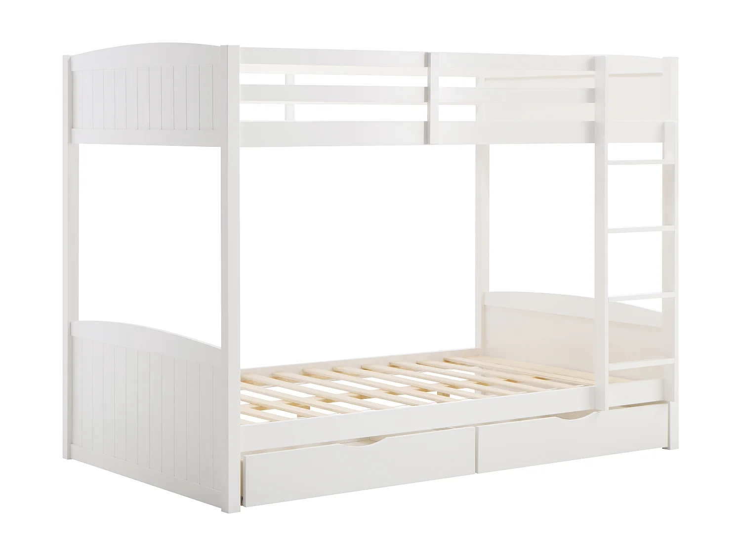 Lits superposés 2 x 120 x 200 cm - 2 tiroirs - Pin et MDF - Blanc - LIMODARA