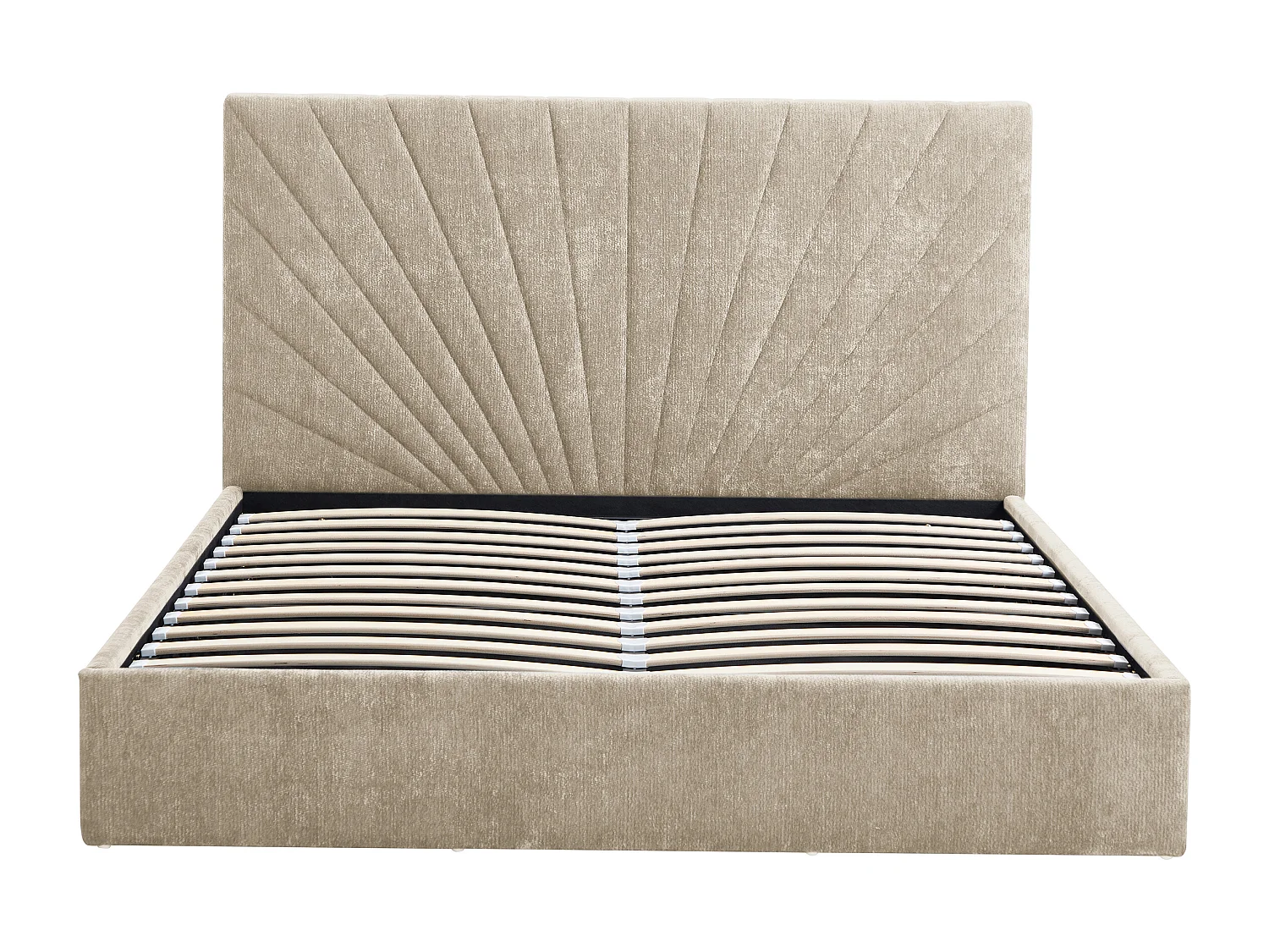 Lit coffre 140 x 190 cm - Tissu texturé - Beige - RIBIOLA
