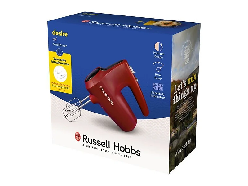 Batteur a main - RUSSEL HOBBS - Desire Red - 185 W - 5 vitesses - Rouge