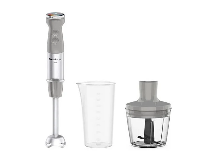 Mixeur Plongeant Moulinex QuickChef+ 1000W, 20 Vitesses, Hachoir 500ml et Verre Doseur 800ml, Pied Inox Anti-éclaboussures