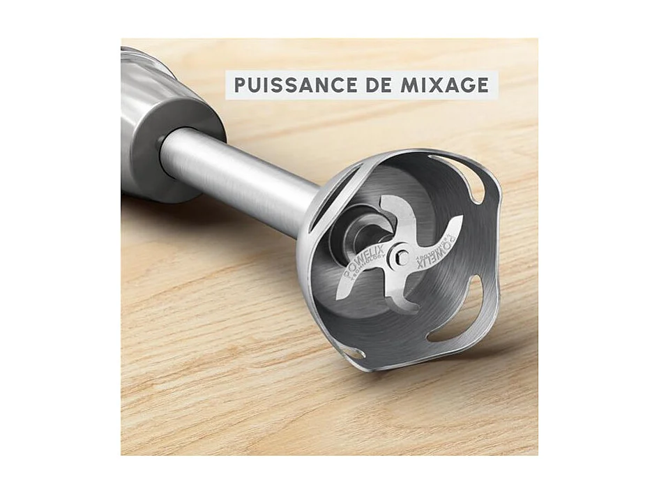 Mixeur Plongeant Moulinex QuickChef+ 1000W, 20 Vitesses, Hachoir 500ml et Verre Doseur 800ml, Pied Inox Anti-éclaboussures