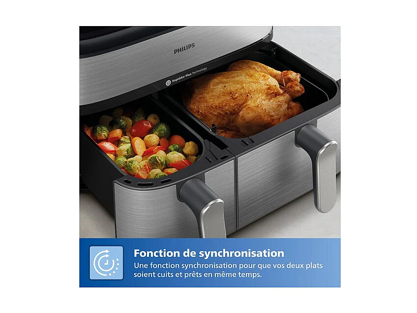 Friteuse sans huile Philips Airfryer NA555 00 Série 5000 double panier 9L