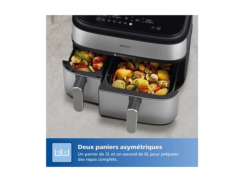 Friteuse sans huile Philips Airfryer NA555 00 Série 5000 double panier 9L
