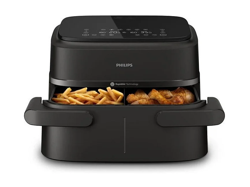 Friteuse sans huile PHILIPS - Airfryer XXL NA351/00 - Capacité 7,1L - Double cuve - 6 préréglages - 2450W