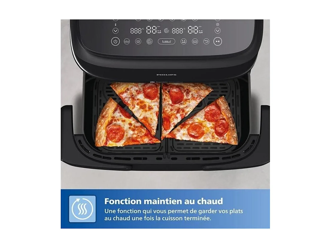Friteuse sans huile PHILIPS - Airfryer XXL NA351/00 - Capacité 7,1L - Double cuve - 6 préréglages - 2450W