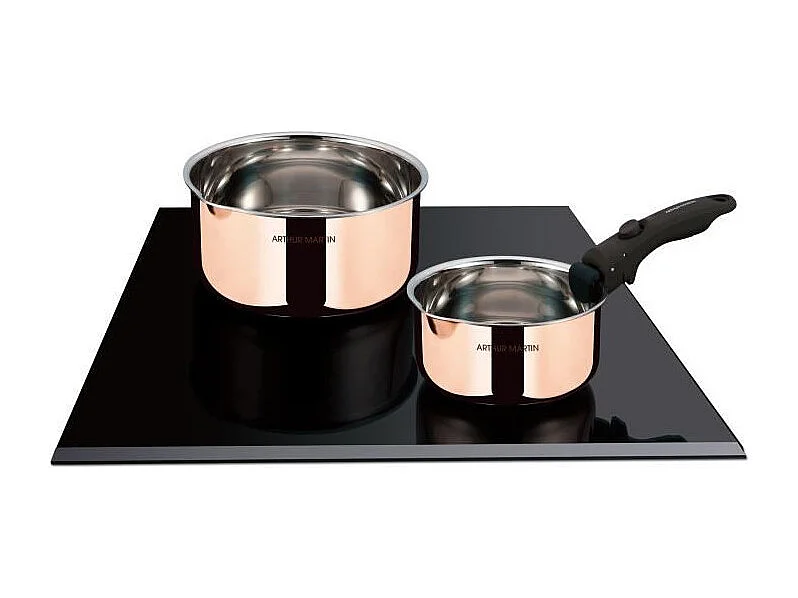 Set di 2 casseruole ARTHUR MARTIN AM720GT 16-20 cm con manico removibile, triplo strato rame-alluminio-acciaio inox, per tutti i piani cottura inclusa induzione
