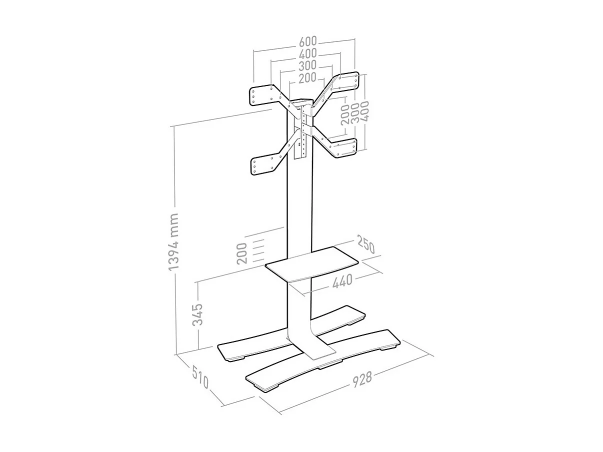 Erard Pied tv pour écran 40 à 75 avec tablette - 039051