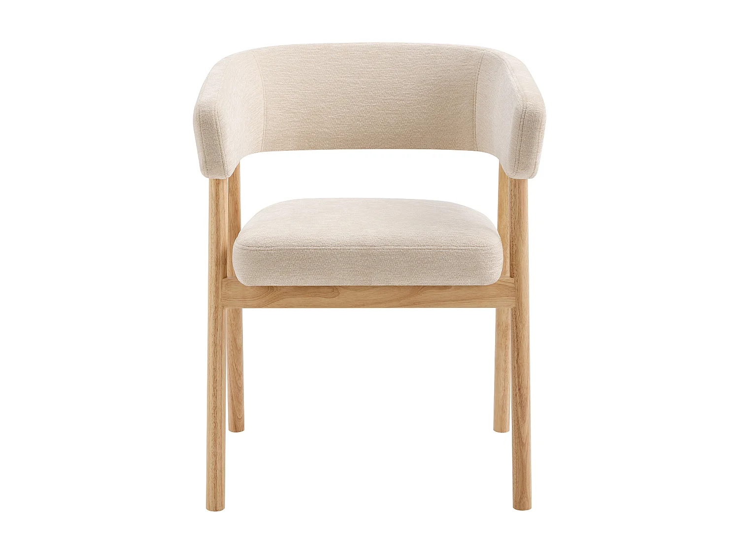 Lot de 2 chaises en tissu et bois d'hévéa - Beige - JORAKA