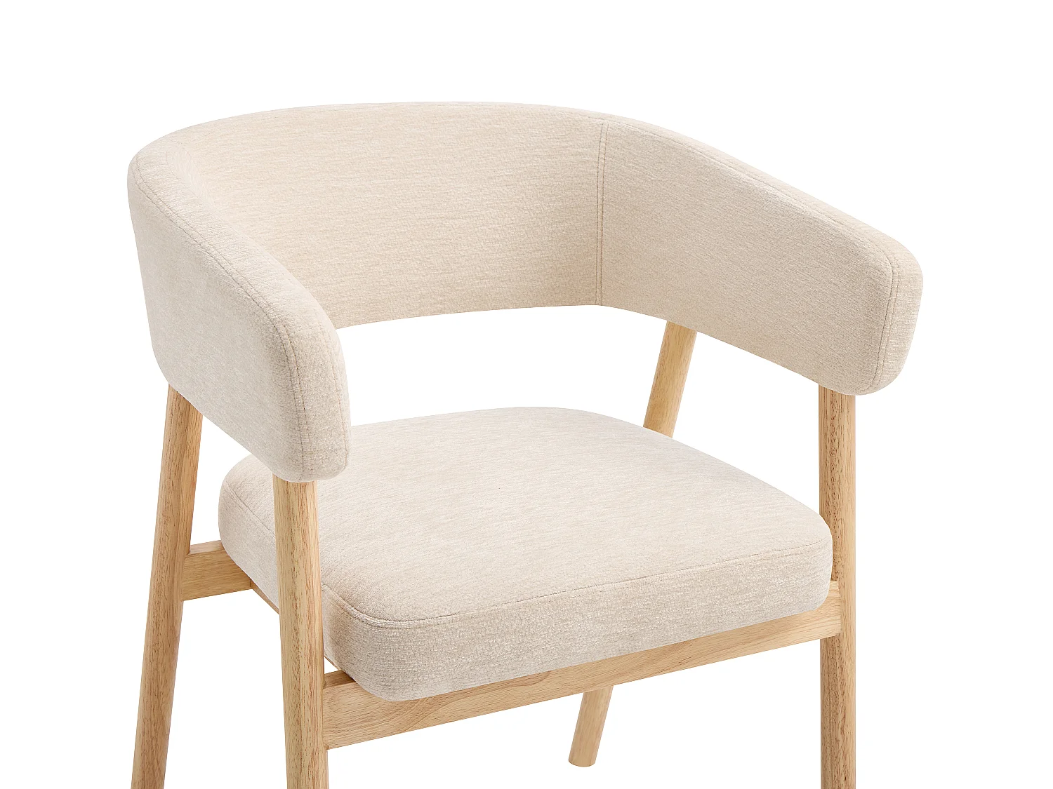 Lot de 2 chaises en tissu et bois d'hévéa - Beige - JORAKA