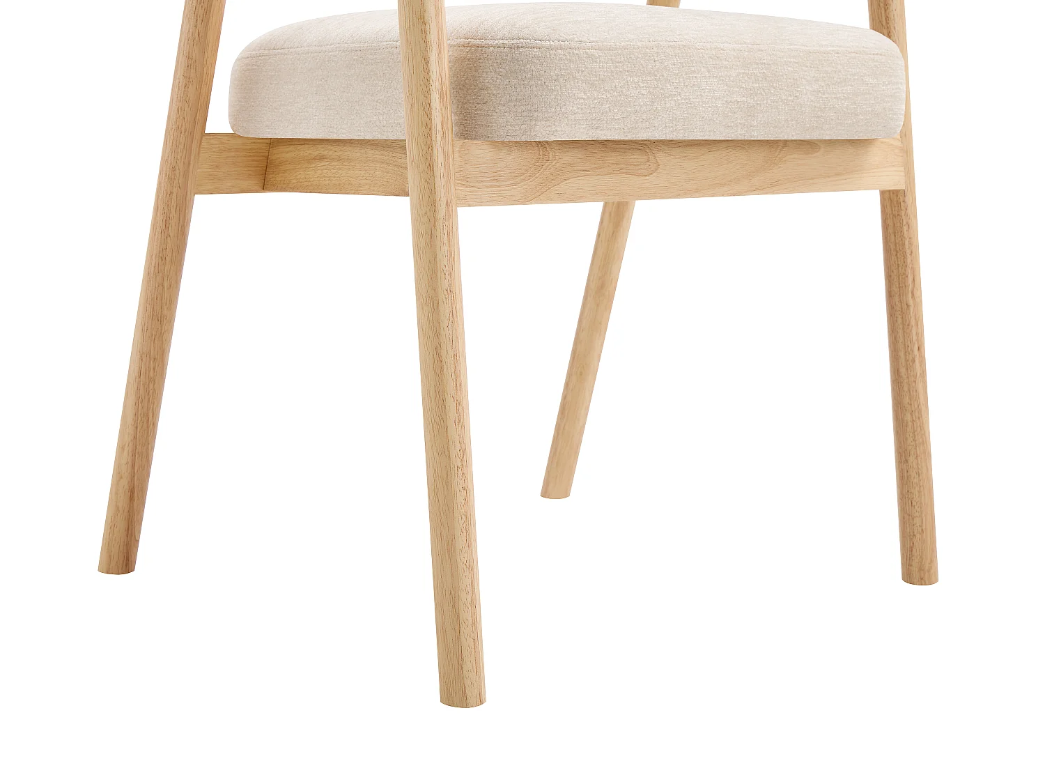 Lot de 2 chaises en tissu et bois d'hévéa - Beige - JORAKA