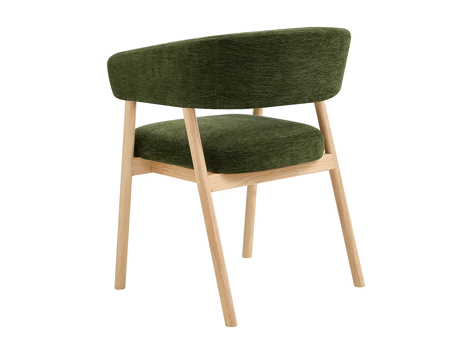 Lot de 2 chaises en tissu et bois d'hévéa - Vert - JORAKA