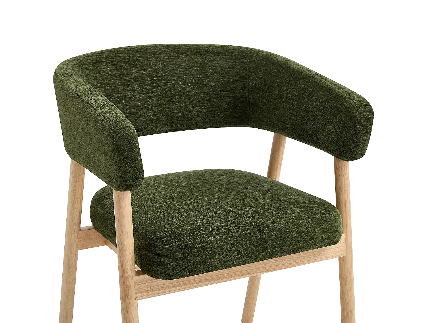 Lot de 2 chaises en tissu et bois d'hévéa - Vert - JORAKA