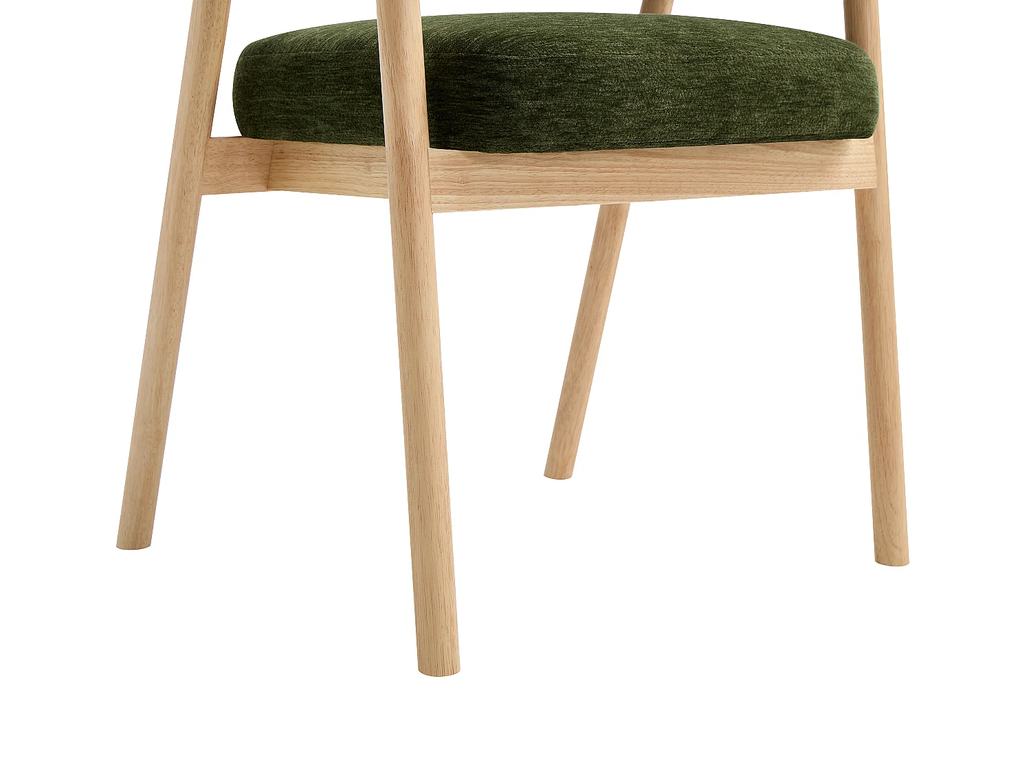 Lot de 2 chaises en tissu et bois d'hévéa - Vert - JORAKA