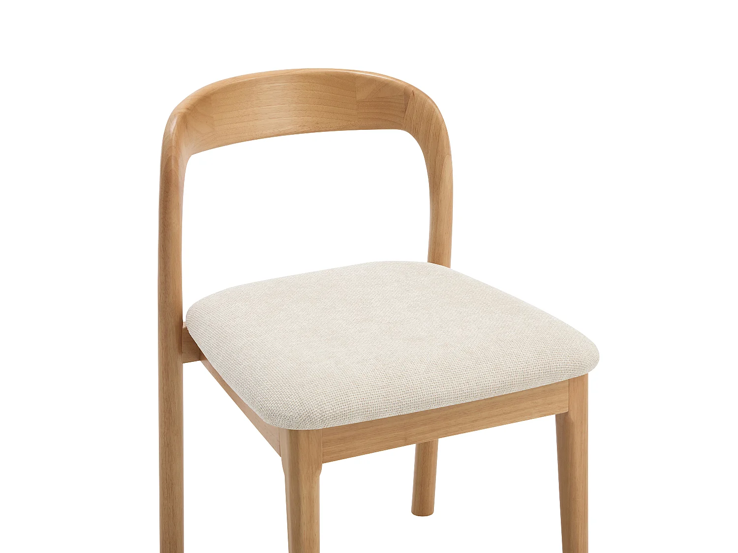 Lot de 2 chaises en tissu texturé et bois d'hévéa - Crème - SERYNA