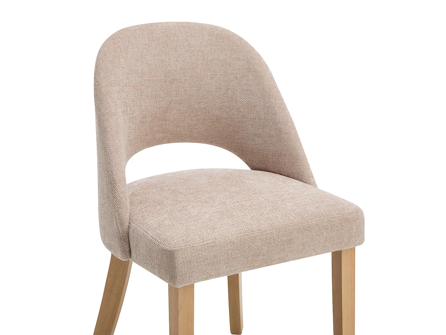 Lot de 2 chaises en tissu texturé et bois d'hévéa - Beige - FUNIRA