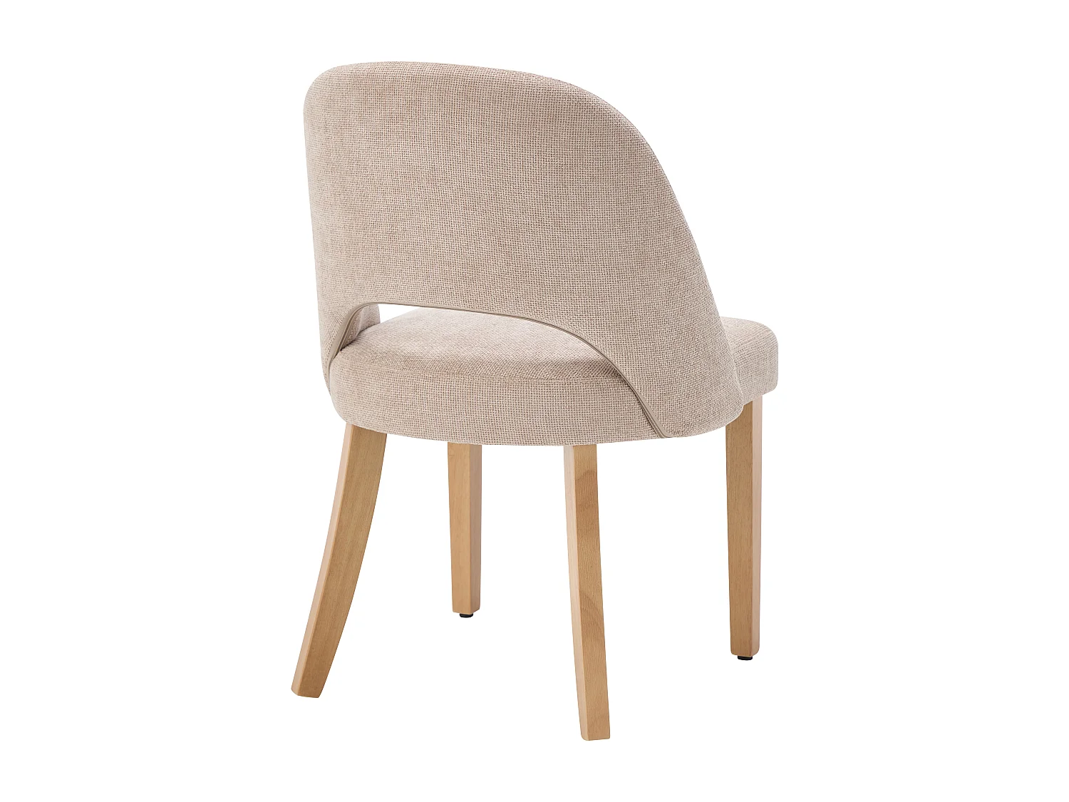 Lot de 2 chaises en tissu texturé et bois d'hévéa - Beige - FUNIRA