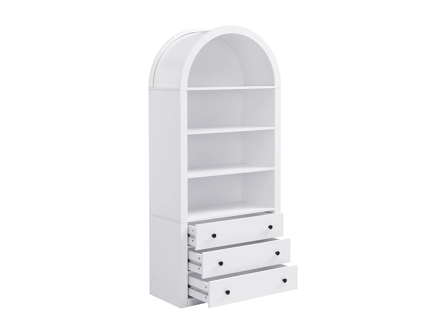 Bibliothèque avec 3 tiroirs et 4 niches en MDF - Blanc - MARALYN