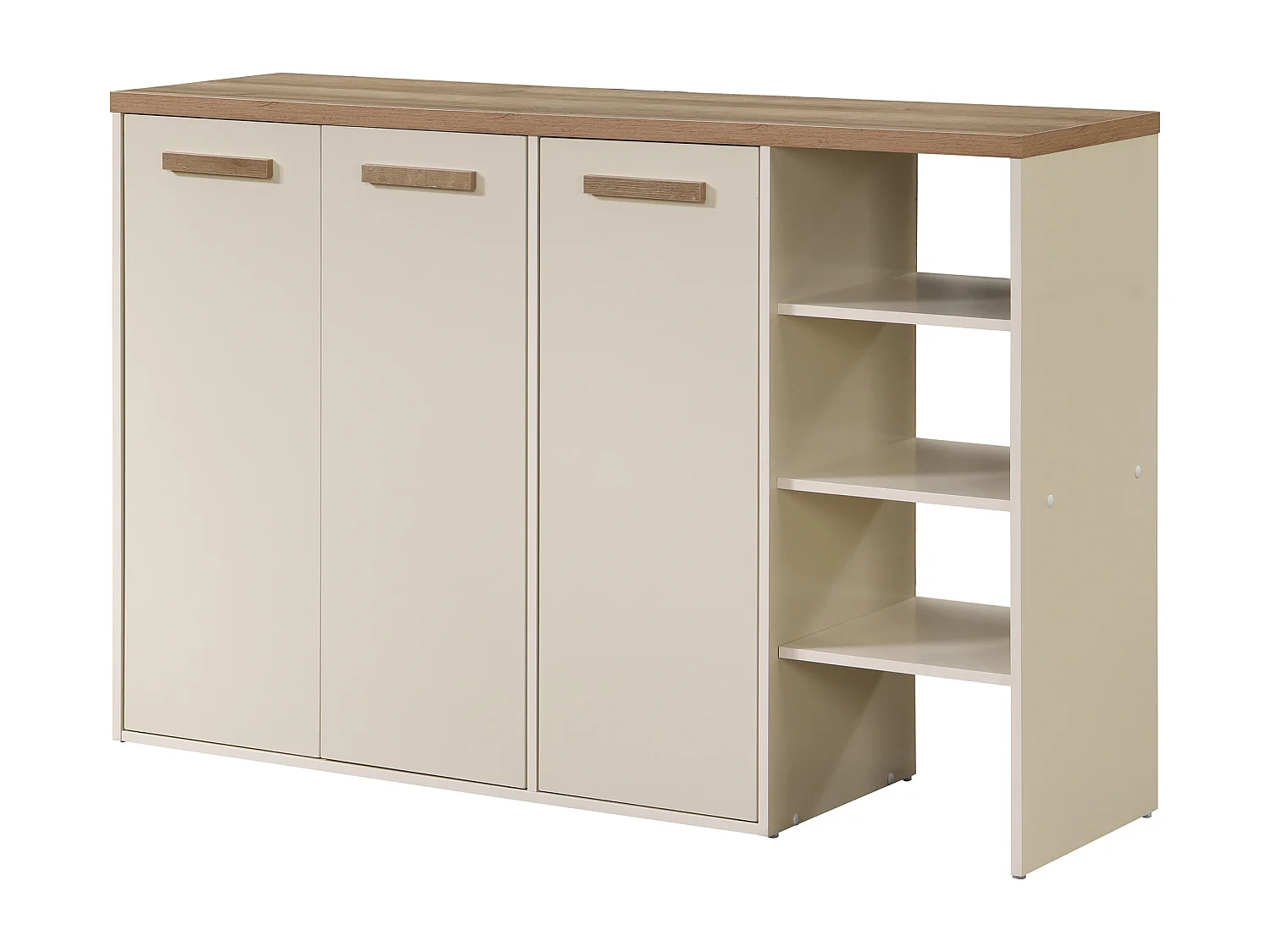 Meuble à chaussures 3 portes et 3 niches - Beige et Naturel clair - SKAIDO