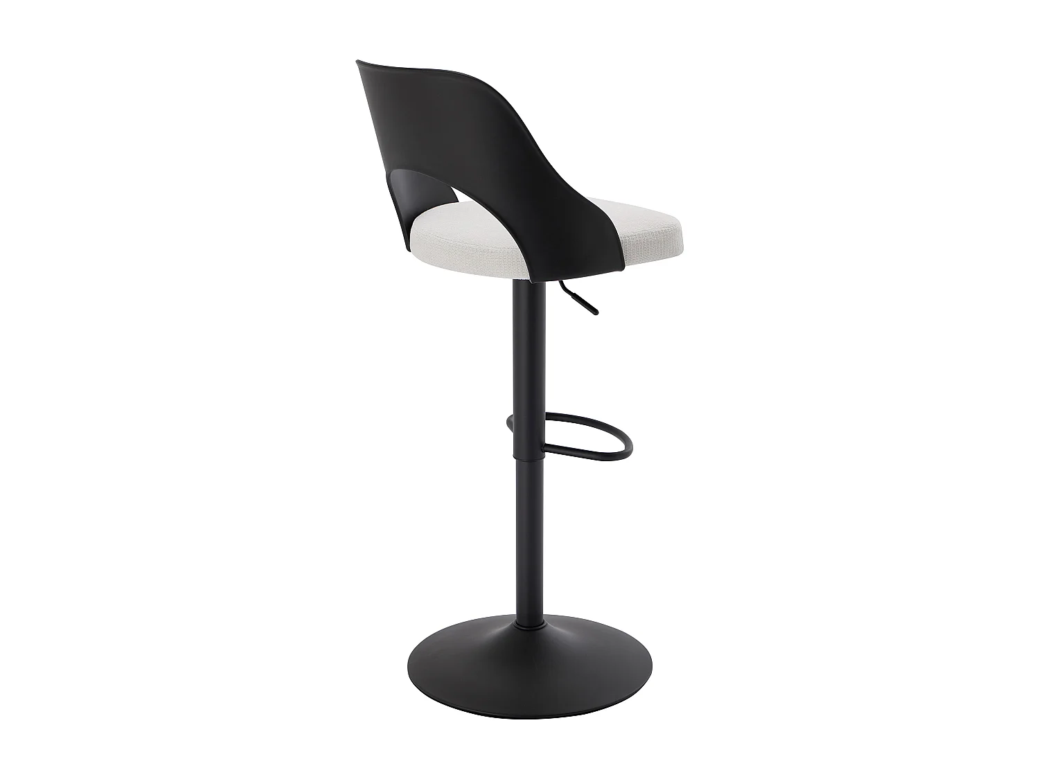 Lot de 2 tabourets de bar en polypropylène, tissu texturé et métal - Noir et crème - LIRVONO