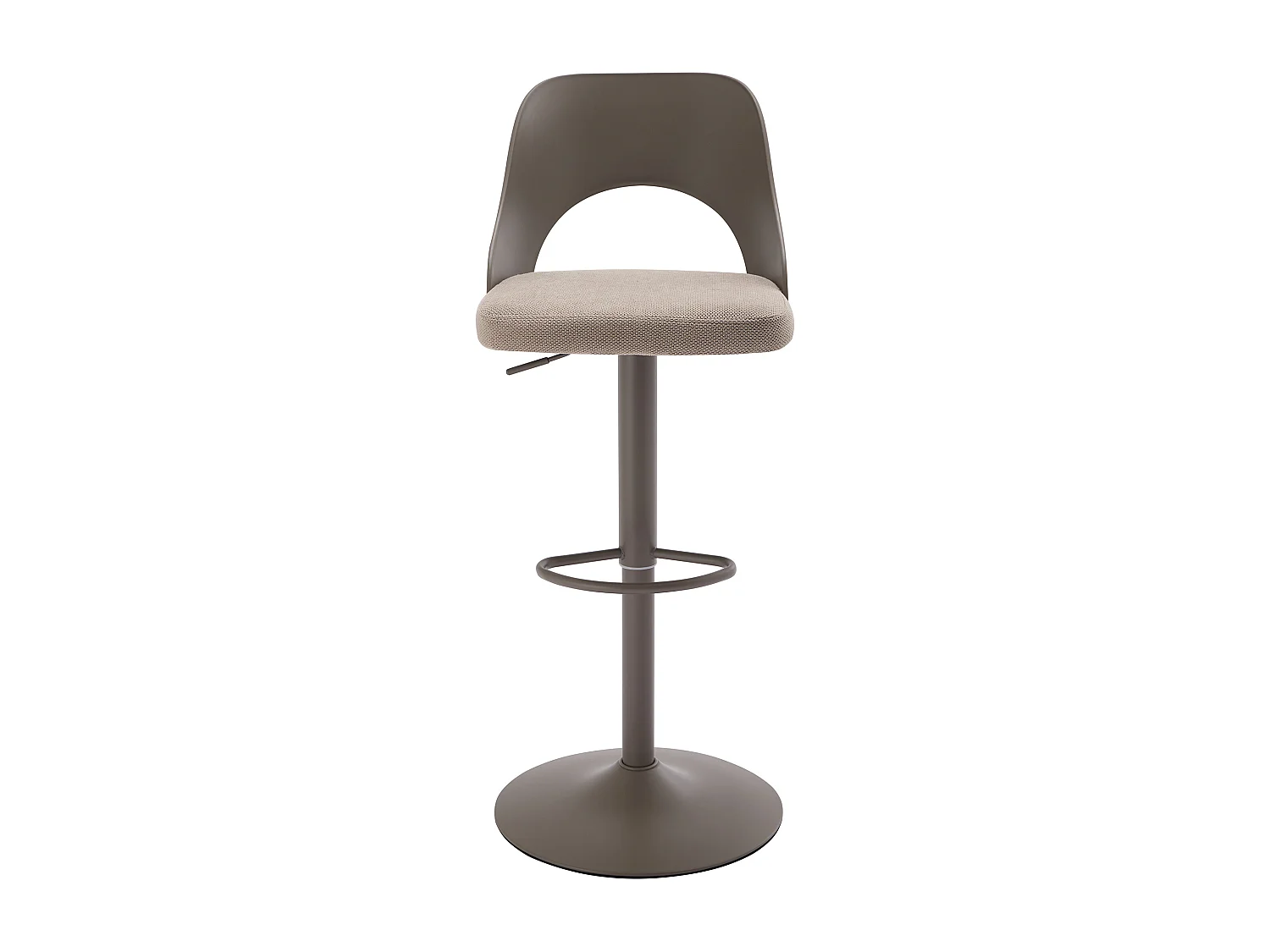 Lot de 2 tabourets de bar en polypropylène, tissu texturé et métal - Taupe - LIRVONO