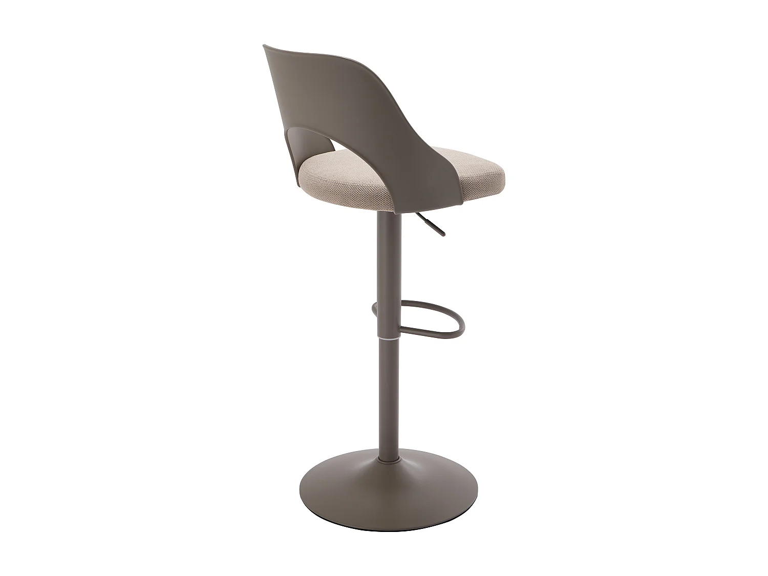 Lot de 2 tabourets de bar en polypropylène, tissu texturé et métal - Taupe - LIRVONO