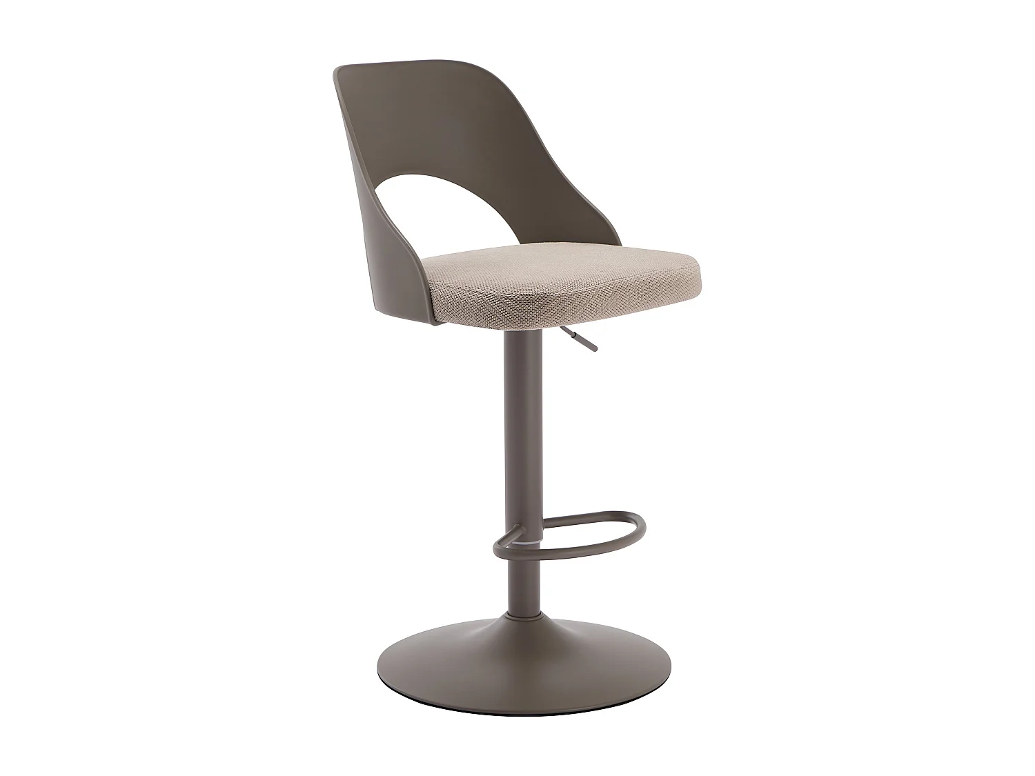 Lot de 2 tabourets de bar en polypropylène, tissu texturé et métal - Taupe - LIRVONO