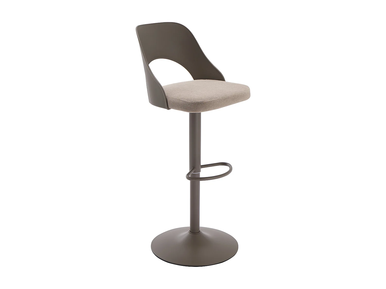 Lot de 2 tabourets de bar en polypropylène, tissu texturé et métal - Taupe - LIRVONO