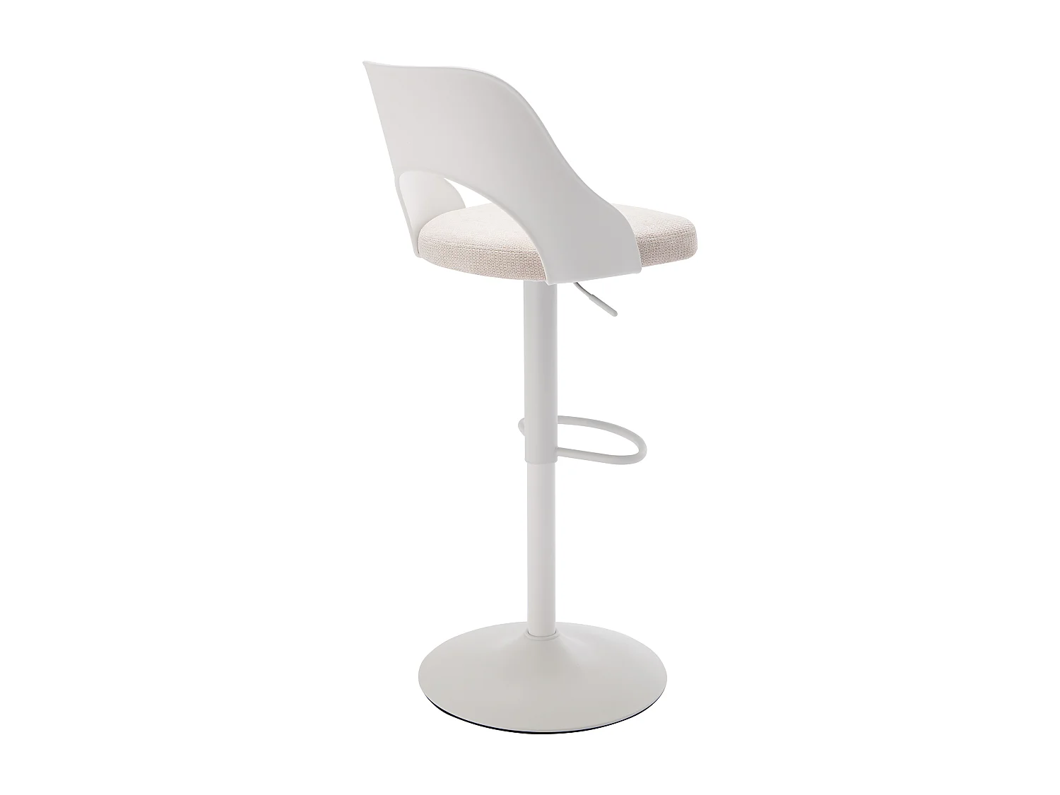 Lot de 2 tabourets de bar en polypropylène, tissu texturé et métal - Blanc et beige - LIRVONO