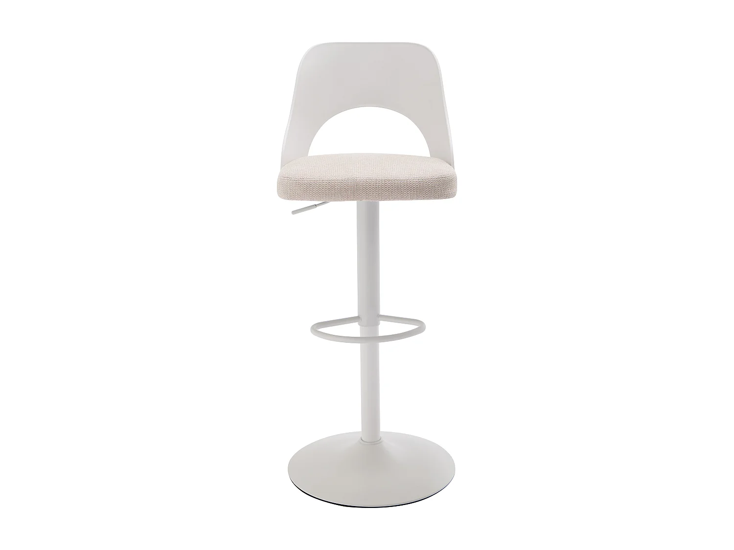 Lot de 2 tabourets de bar en polypropylène, tissu texturé et métal - Blanc et beige - LIRVONO