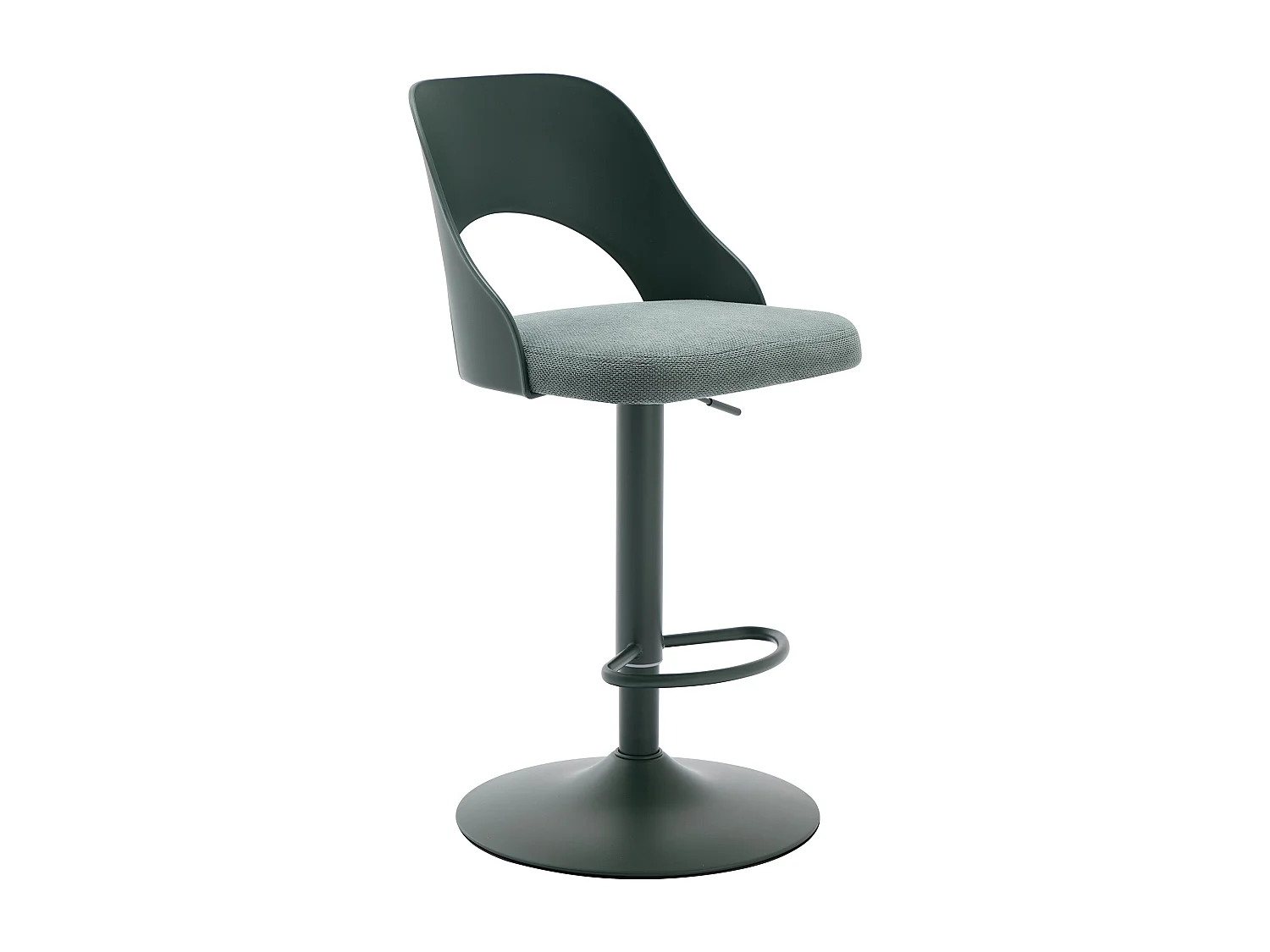 Lot de 2 tabourets de bar en polypropylène, tissu texturé et métal - Vert - LIRVONO