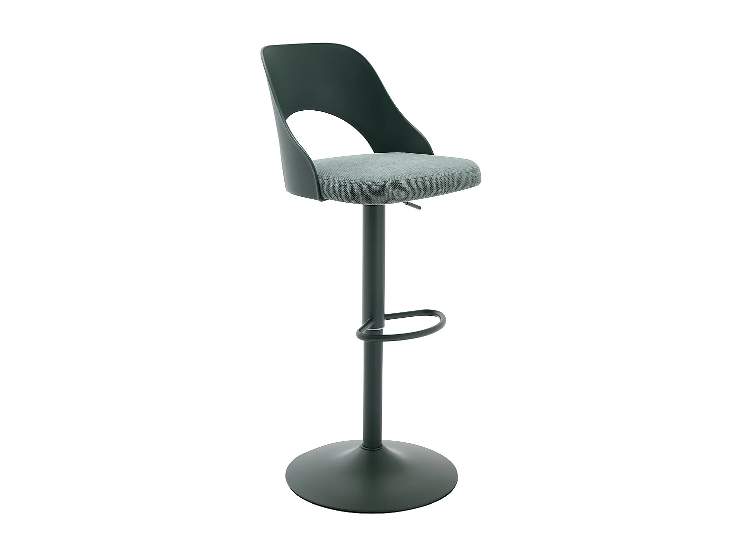 Lot de 2 tabourets de bar en polypropylène, tissu texturé et métal - Vert - LIRVONO
