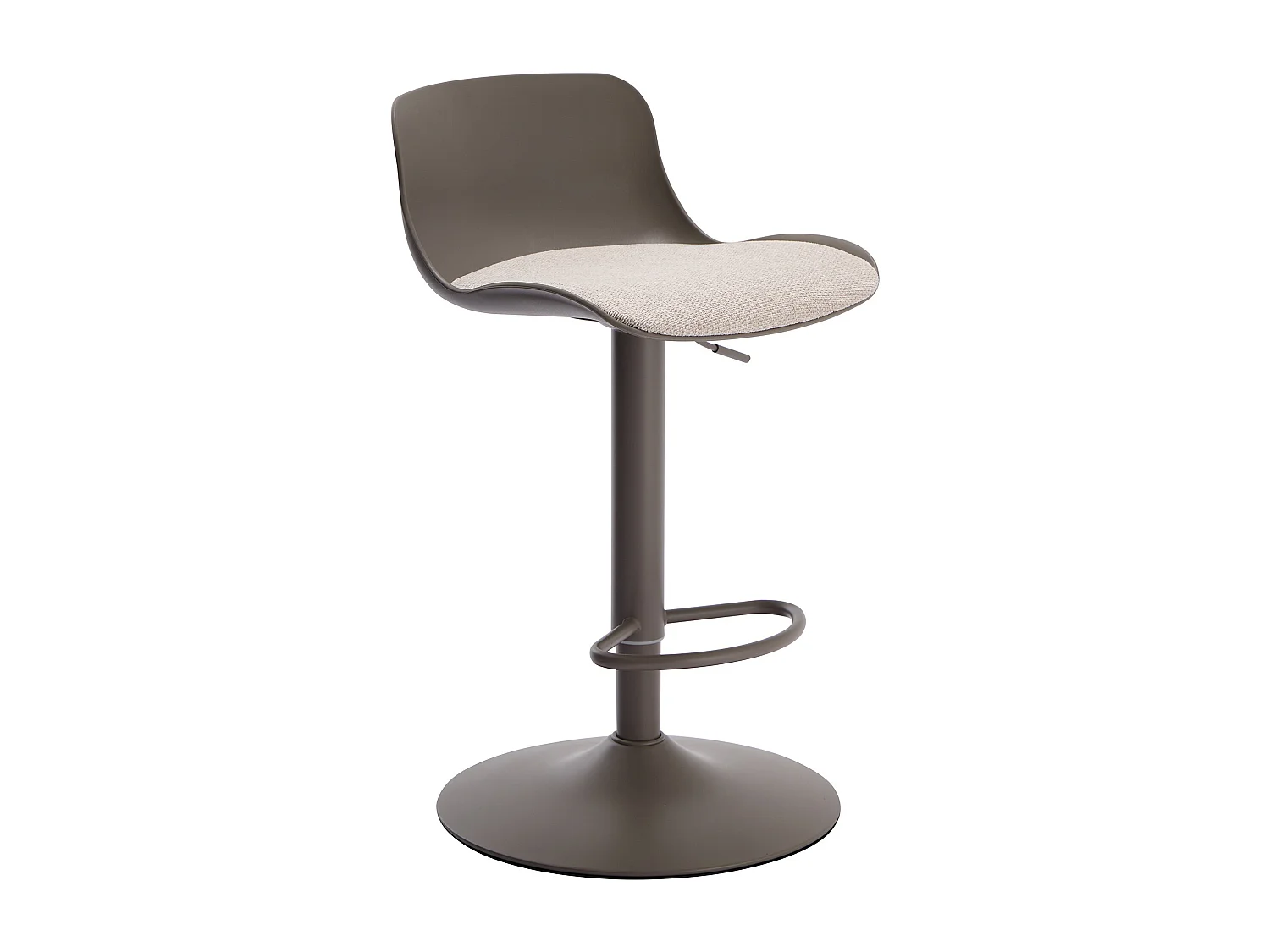 Lot de 2 tabourets de bar en polypropylène, tissu texturé et métal - Taupe et beige - DORELIO