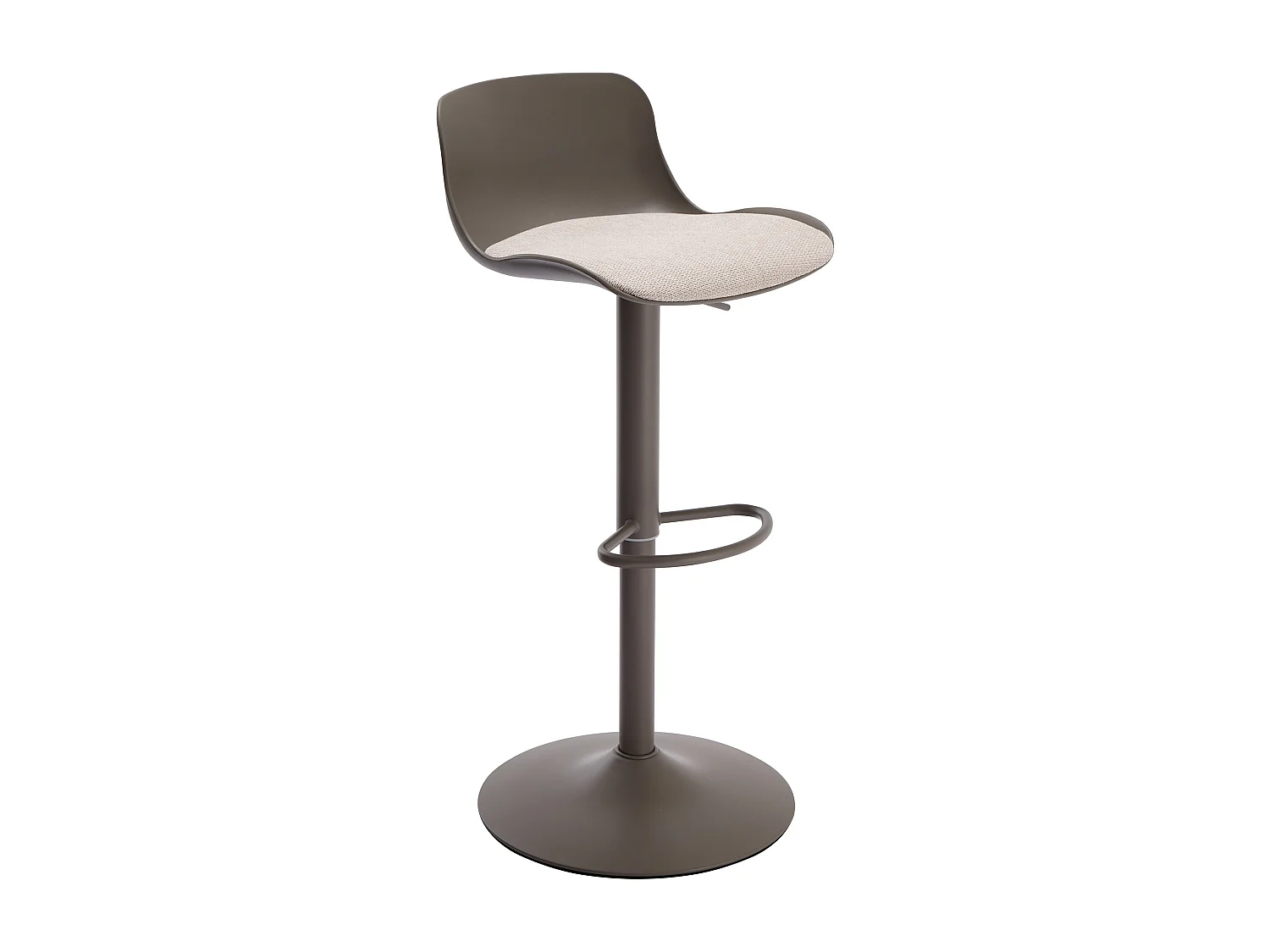 Lot de 2 tabourets de bar en polypropylène, tissu texturé et métal - Taupe et beige - DORELIO