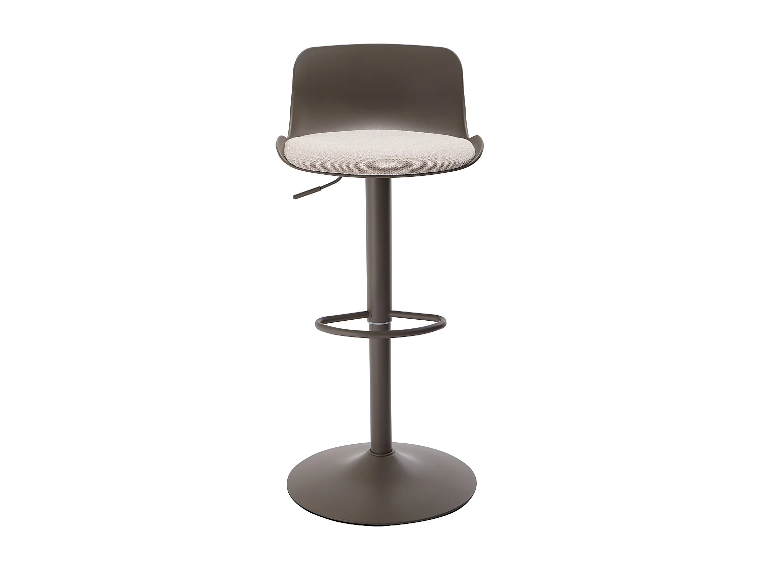 Lot de 2 tabourets de bar en polypropylène, tissu texturé et métal - Taupe et beige - DORELIO