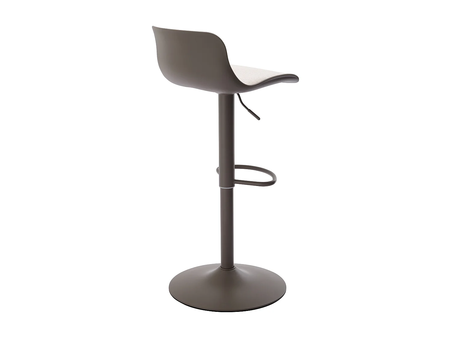 Lot de 2 tabourets de bar en polypropylène, tissu texturé et métal - Taupe et beige - DORELIO