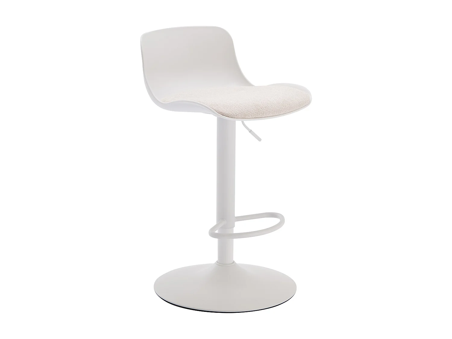 Lot de 2 tabourets de bar en polypropylène, tissu texturé et métal - Blanc et beige - DORELIO