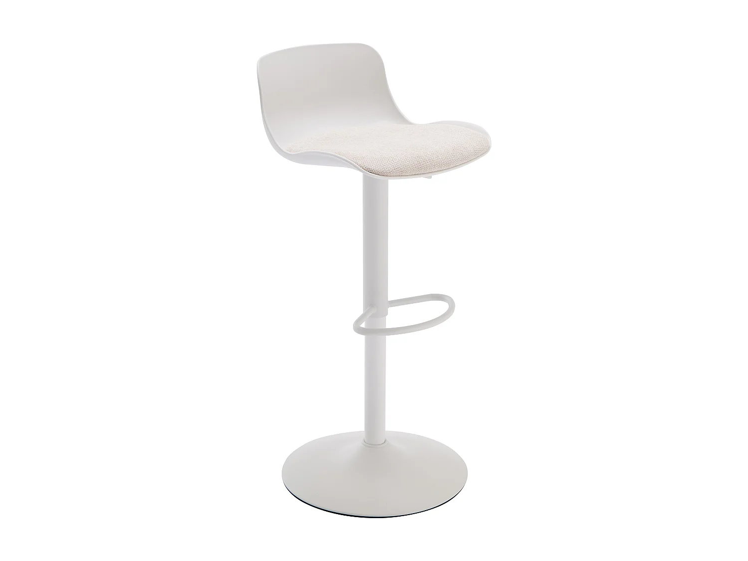 Lot de 2 tabourets de bar en polypropylène, tissu texturé et métal - Blanc et beige - DORELIO