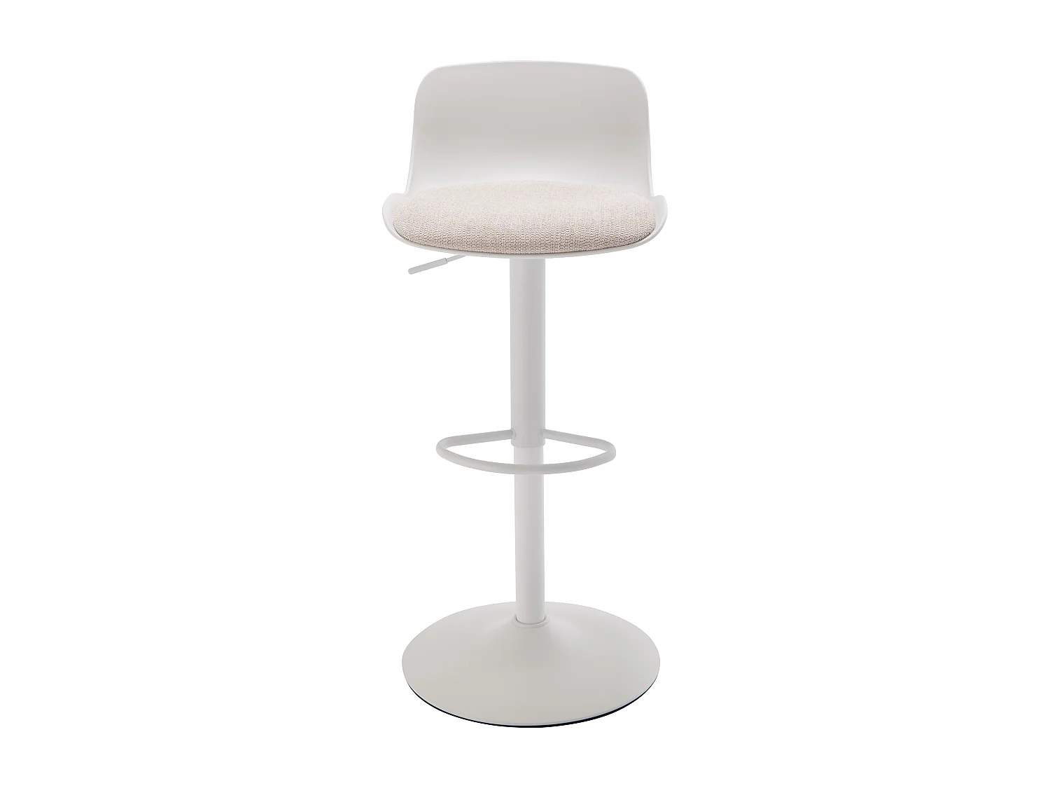 Lot de 2 tabourets de bar en polypropylène, tissu texturé et métal - Blanc et beige - DORELIO