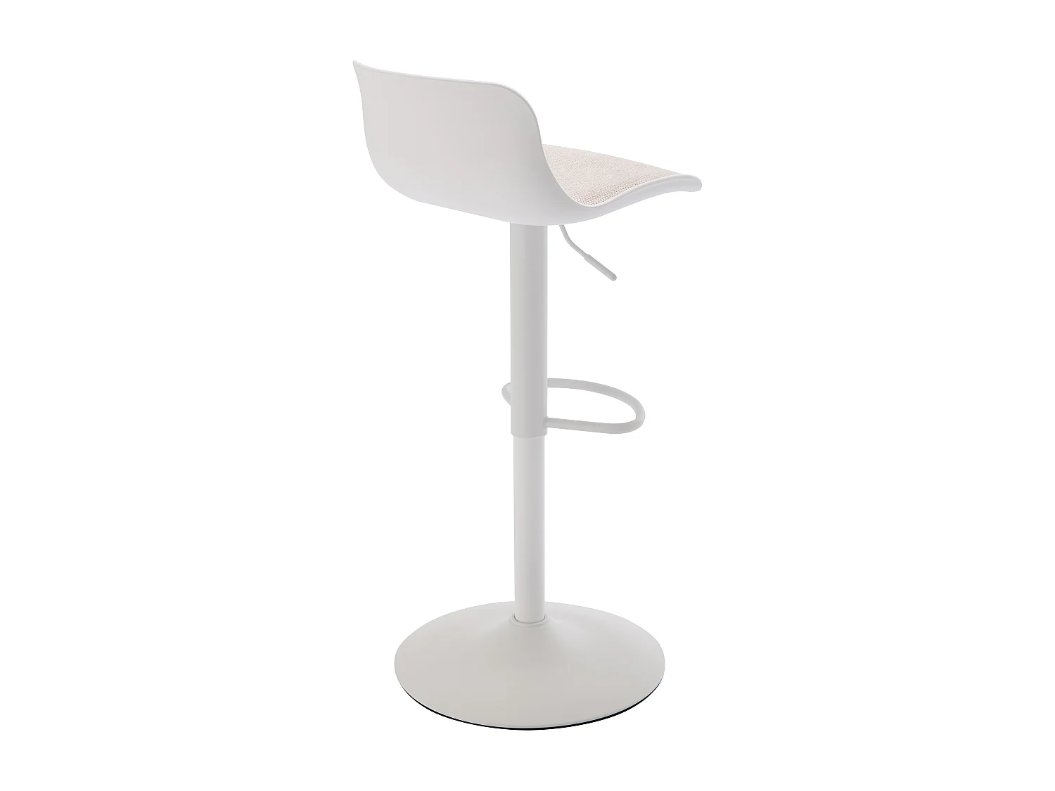 Lot de 2 tabourets de bar en polypropylène, tissu texturé et métal - Blanc et beige - DORELIO