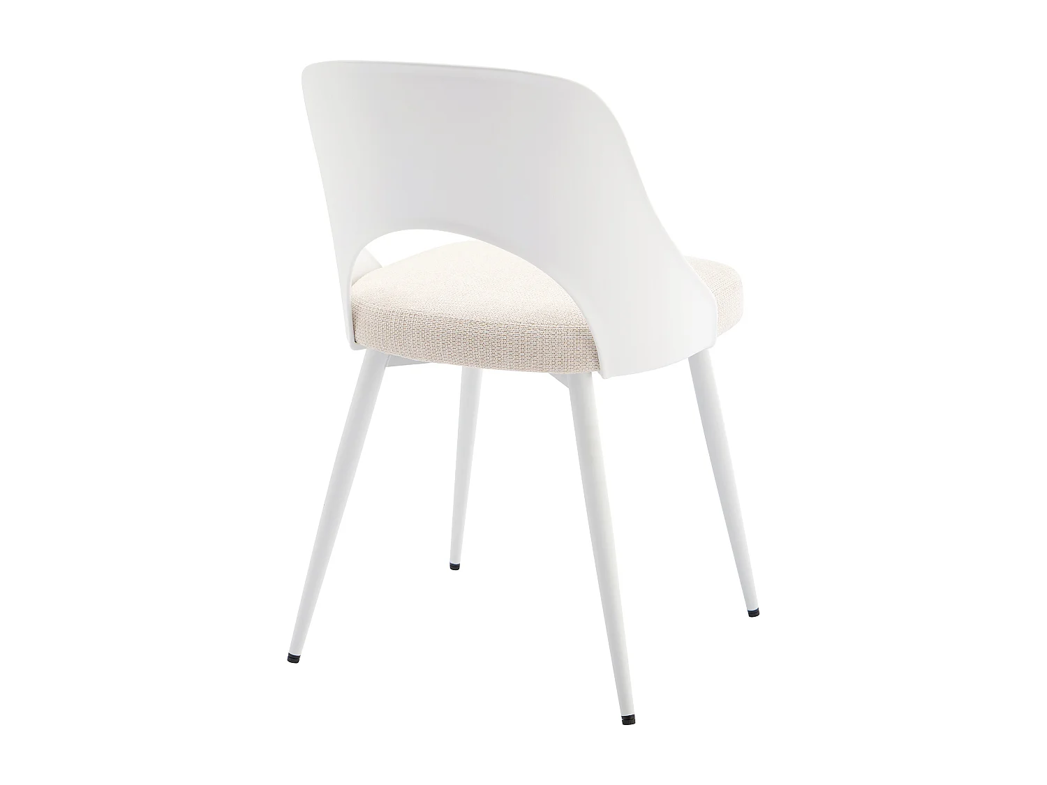 Lot de 2 chaises en polypropylène, tissu texturé et métal - Blanc et beige - IRELINA