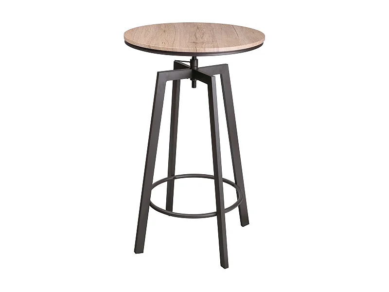 Table haute ronde design industriel Factory - Diam. 60 x H. 93 cm - Marron